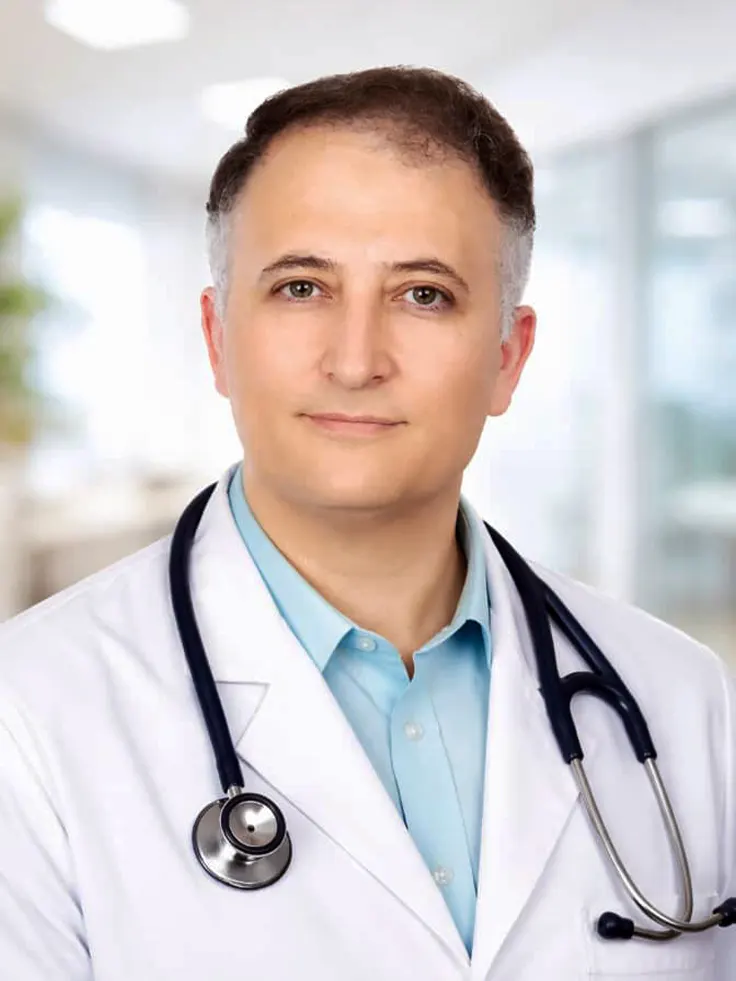 بهترین دکتر گوارش ایرانی در دبی در حال ارزیابی بیمار